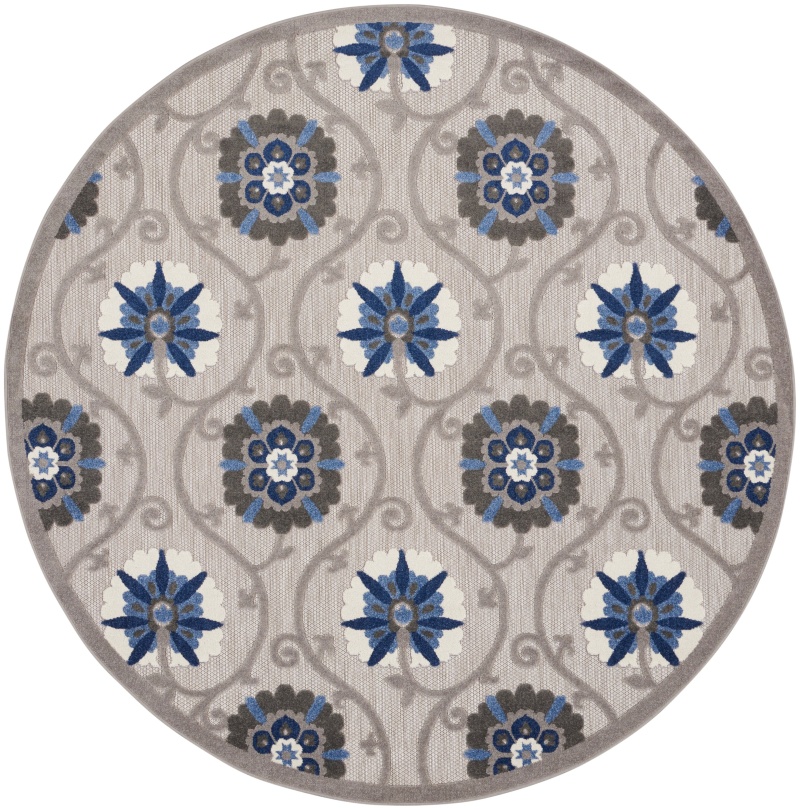 Aloha Alh19 Grey / Blue Polypropylene Contemporary Area Rug