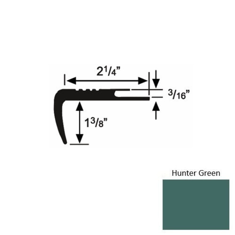Roppe Solid 17 Hunter Green Rubber Undercut Carpet Nosing