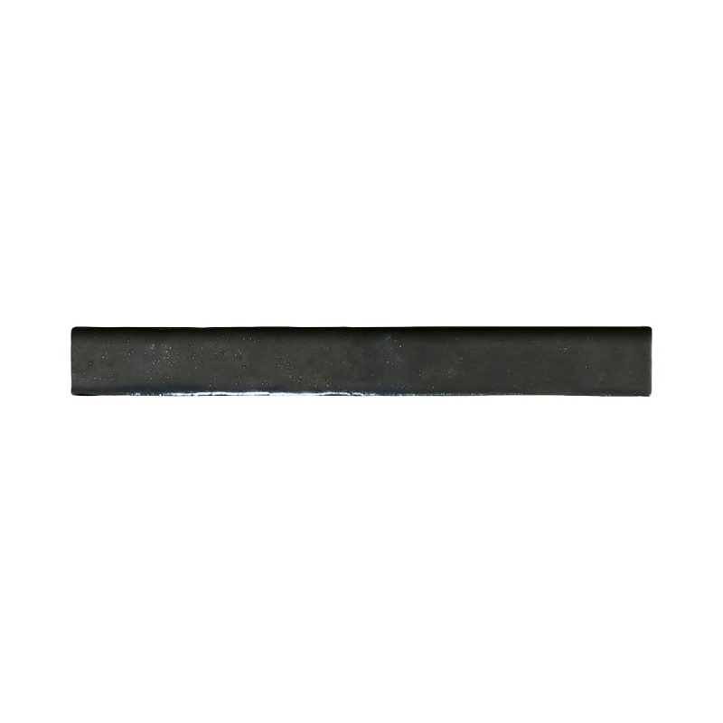 Marrakesh Berber Black Ceramic Wall Trim - 0.98" X 7.95" Bullnose - Semi Gloss