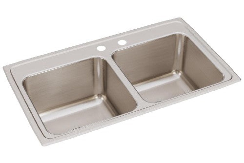 Dlr331910mr2 Lustertone Classic Stainless Steel Drop In Double Bowl Kitchen Sink - 33" X 19 1/2" X 10 1/8" With 2 Holes - Stainless Steel