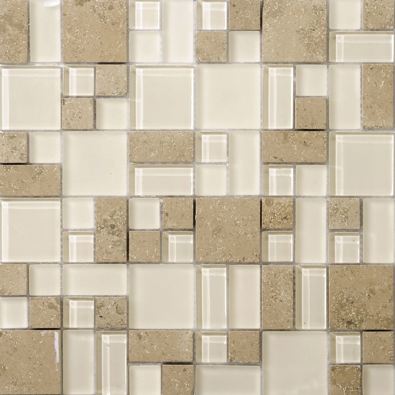 Lucente Lido Blend Stone & Glass Mosaic - Pattern - Glossy & Matte