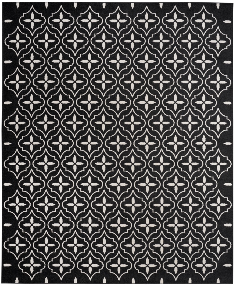 Black Ivory Polypropylene Modern Area Rug, 6 Ft x 9 Ft