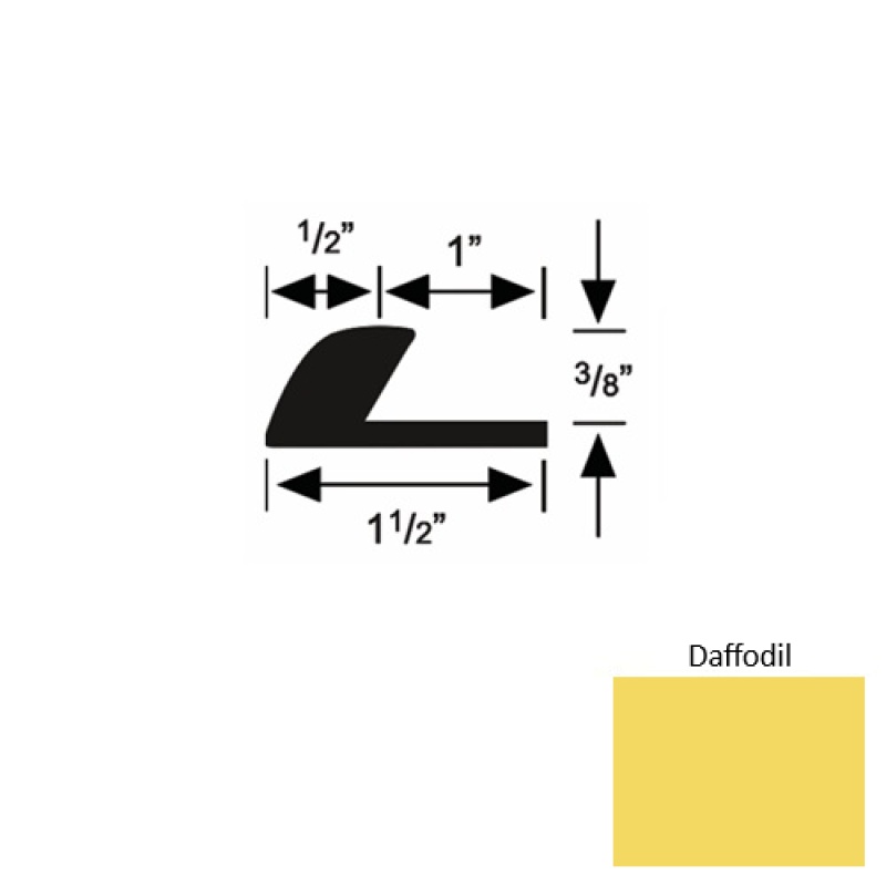 Solid 37 Daffodil Rubber Underlap Carpet Edge - 1 1/2" X 9 Ft (108") X 3/8"