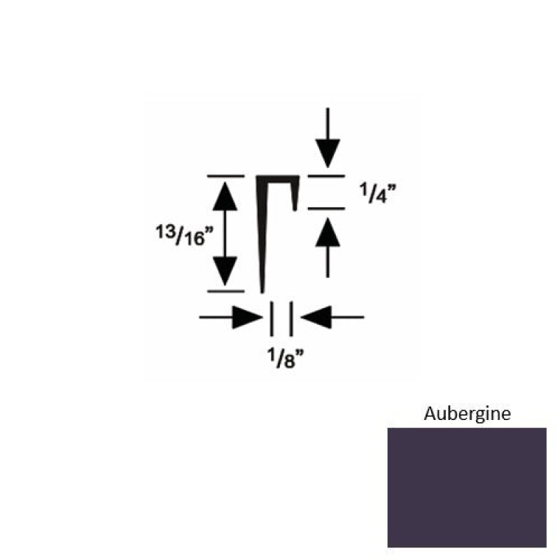 Solid 46 Aubergine Rubber Cove Cap Square - 1/8" X 9 Ft (108")