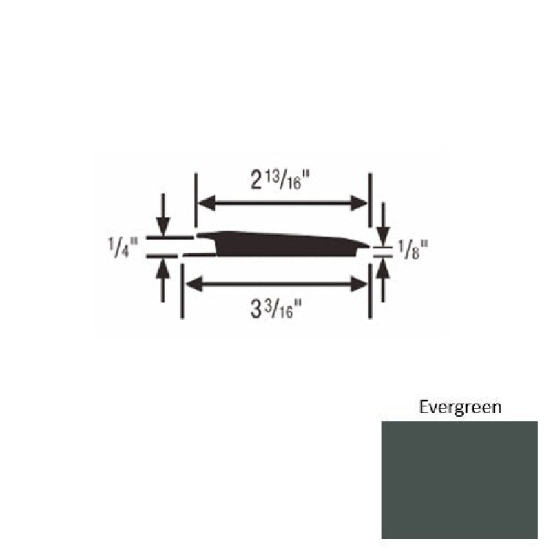 Solid 65 Evergreen Rubber Rolling Traffic Transition - 3 3/16" X 9 Ft (108") X 1/4" - 1/8"