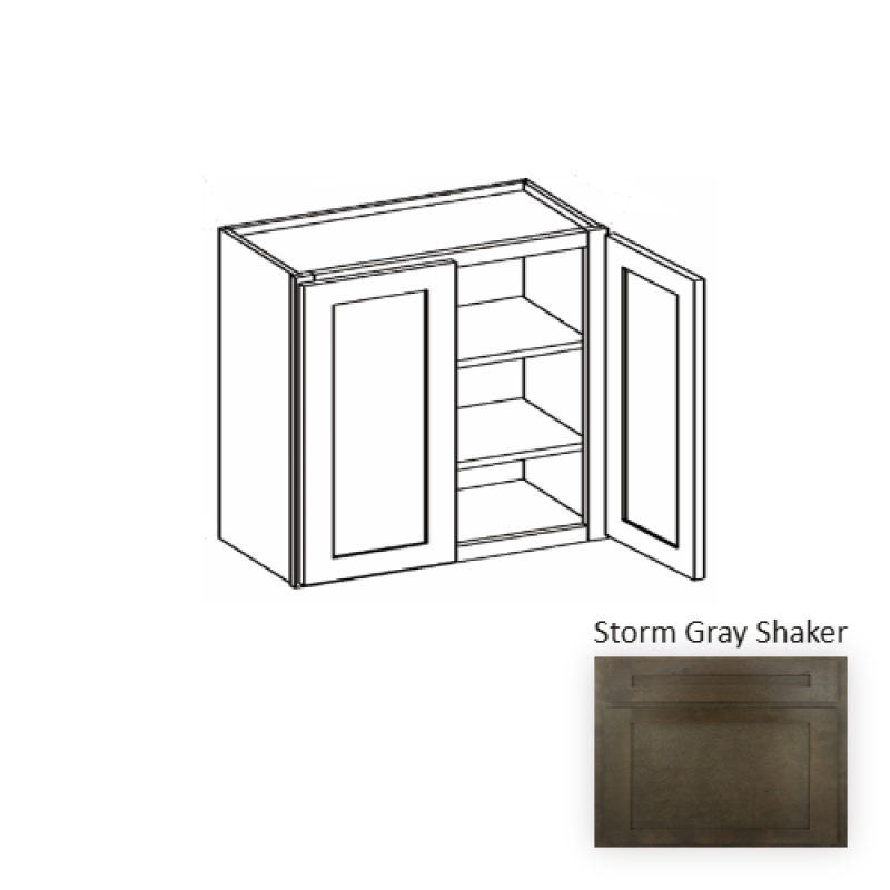 W3630 Storm Gray Shaker Wood Kitchen Wall Cabinet - 36" X 30" X 12" (Assembly Required) - Storm Gray Shaker