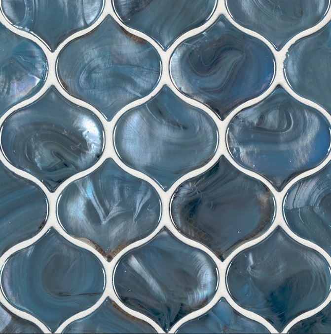 Blue Shimmer Glass Mosaic - Arabesque - Glossy