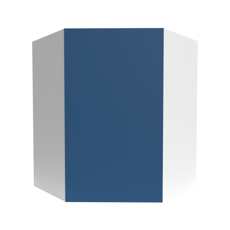 Manhattan Cobalt Blue Matte Wood Kitchen Diagonal Corner Wall Cabinet - 24" X 42" X 12" (Assembly Required) - Matte