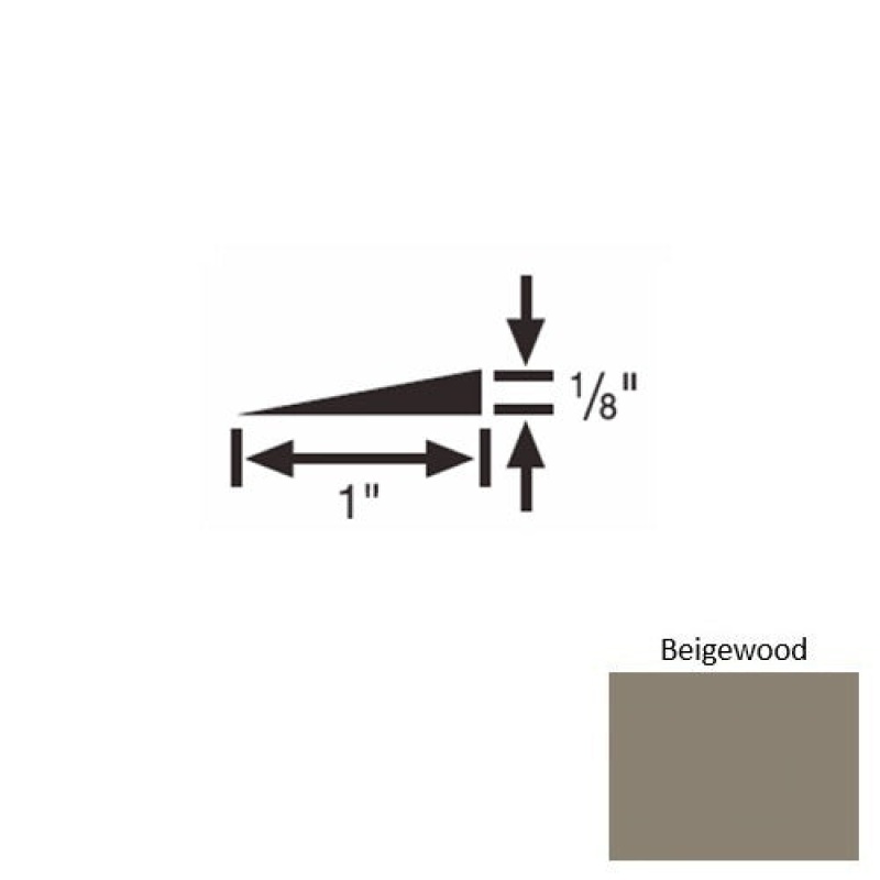 Solid 22 Beigewood Rubber Reducer Strip - 1" X 9 Ft (108") X 1/8"