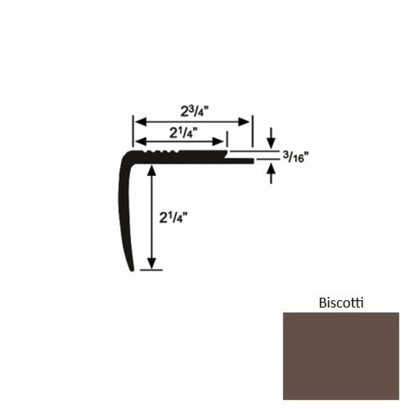 Solid M07 Biscotti Rubber Modified Underlap Stair Nosing (Sq) - 2 3/4" X 9 Ft (108")