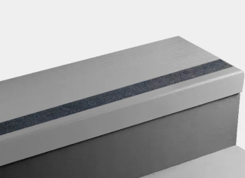 Johnsonite Dover Bamboo Rubber Moulding / Trim – 12 1/4" x 72" Angle Fit Stair Tread Without Riser (Sq) with Grey Grit…