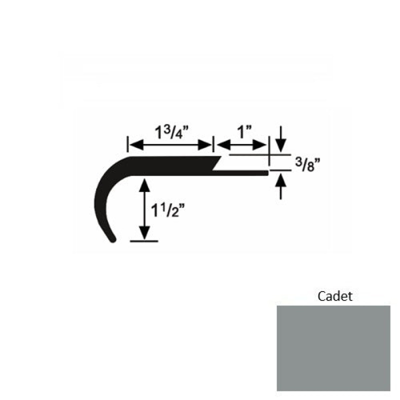 Solid 12 Cadet Rubber Single Flange Carpet Stair Nosing (Rd) - 1 3/4" X 9 Ft (108")