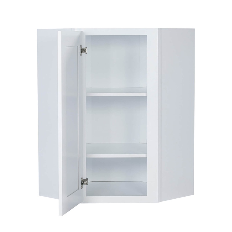 Shaker White Wood Kitchen Diagonal Corner Wall Cabinet - 24" X 12" X 30" (Assembly Required) - Shaker White