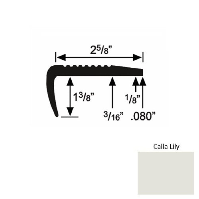 Solid 03 Calla Lily Rubber Residential Stair Nosing (Sq) - 2 5/8" X 9 Ft (108")
