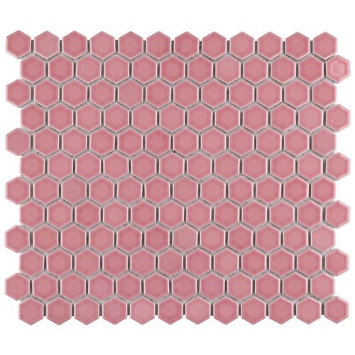 Tribeca Blush Porcelain Mosaic - 1" Hexagon - Glossy