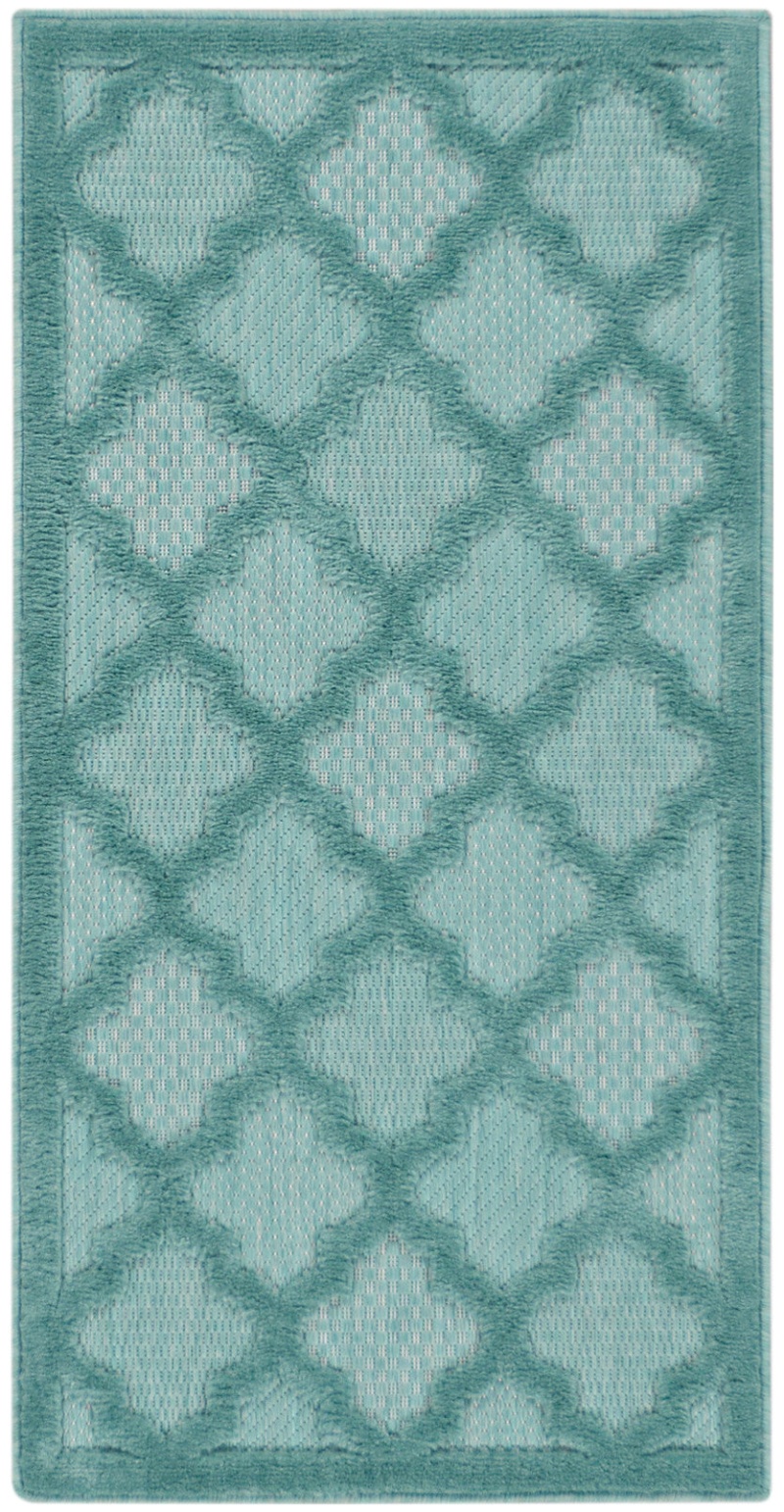 Easy Care Aqua / Teal Polypropylene Modern Area Rug