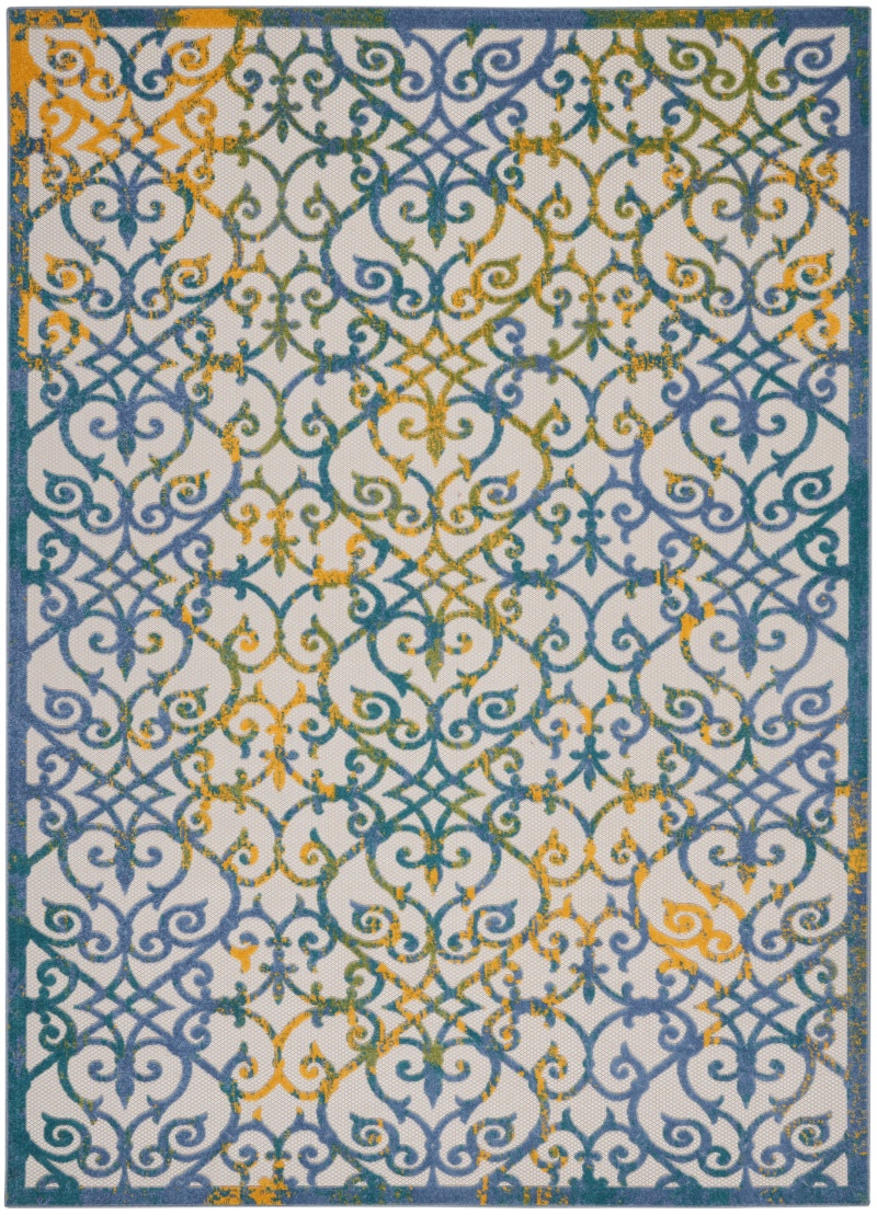 Aloha Alh21 Ivory Blue Area Rug, 9 ft x 12 ft