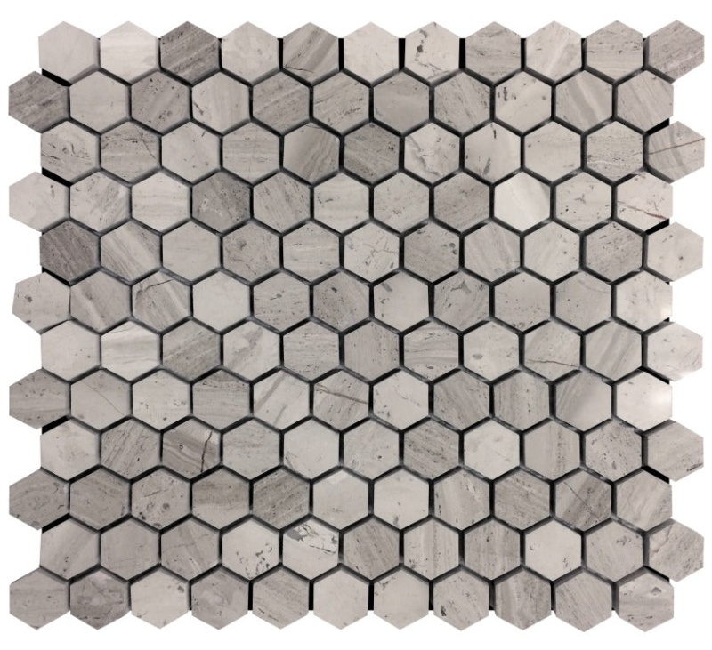 Savannah Wooden Grey Marble Mosaic - Wooden Nickels - Polished