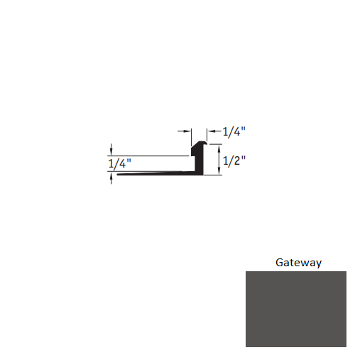 Johnsonite Gateway Vinyl Moulding / Trim - 1/4" X 12 Ft (144") X 1/4" - 1/2" Slim Line Transition - Slim Line Transition
