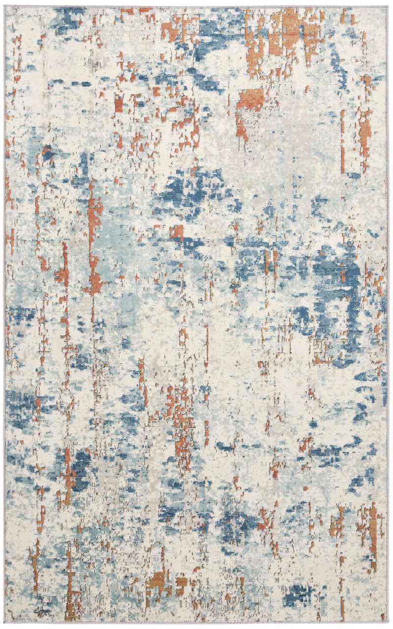 Quarry Qua01 Beige Blue Rust Polypropylene Modern Area Rug