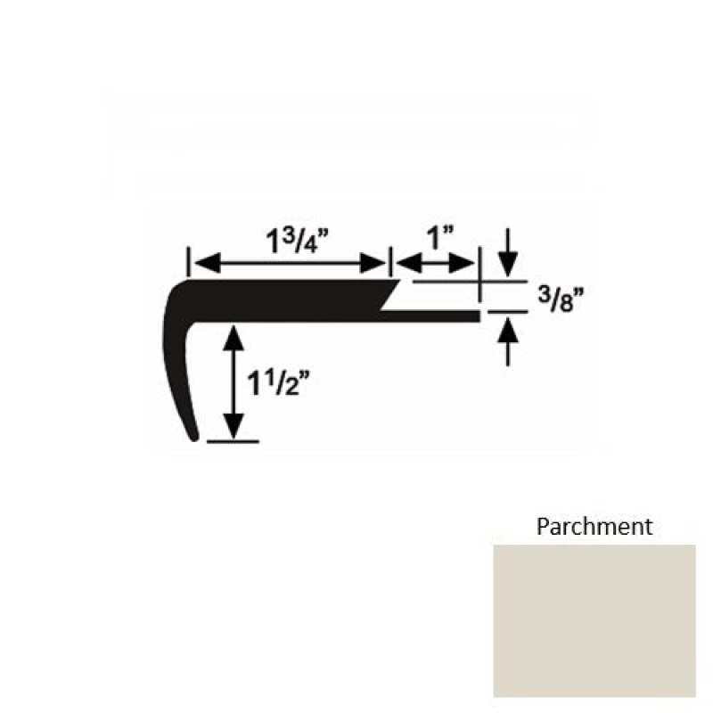 Solid 11 Parchment Rubber Single Flange Carpet Stair Nosing (Sq) - 1 3/4" X 9 Ft (108")