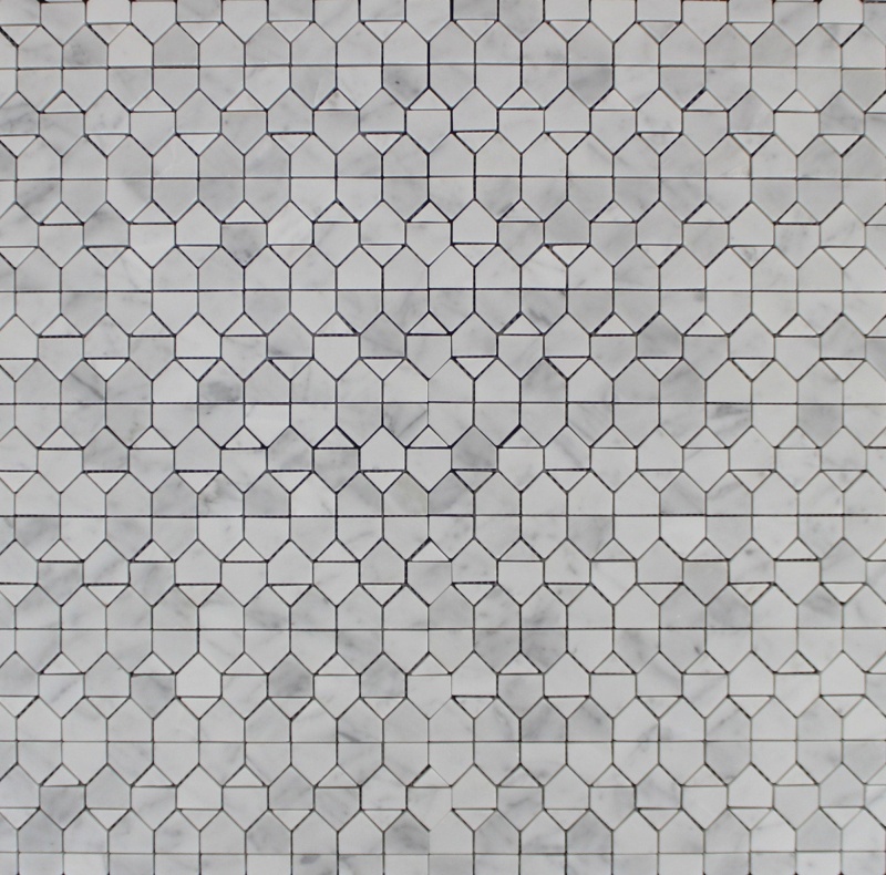Layers White Marble Mosaic - Deco - Polished