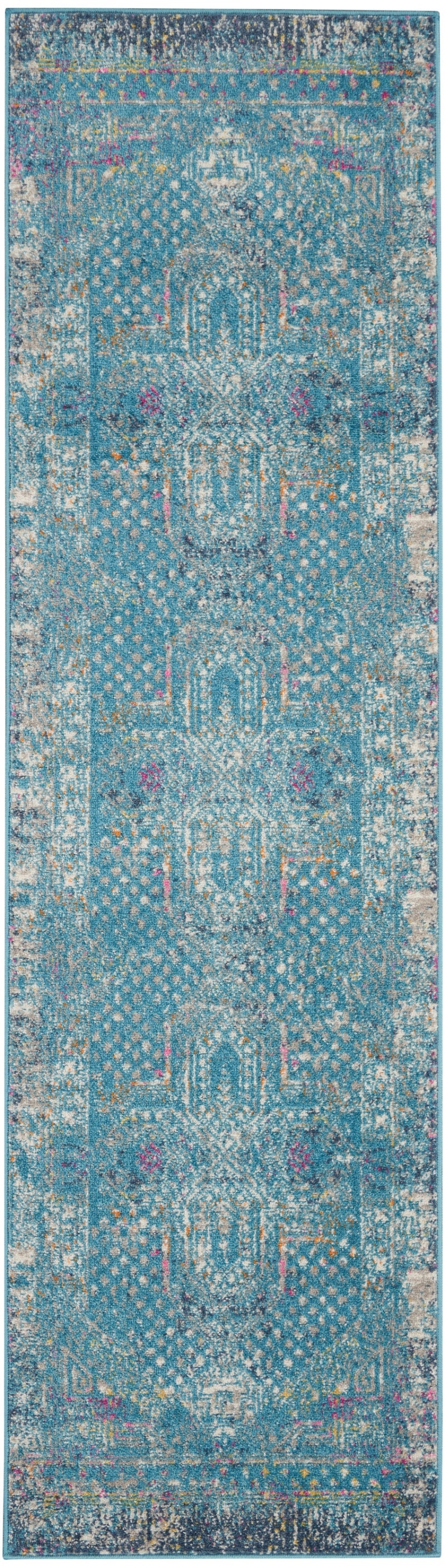 Passion Psn38 Blue Polypropylene Vintage Area Rug - 8 Ft Runner
