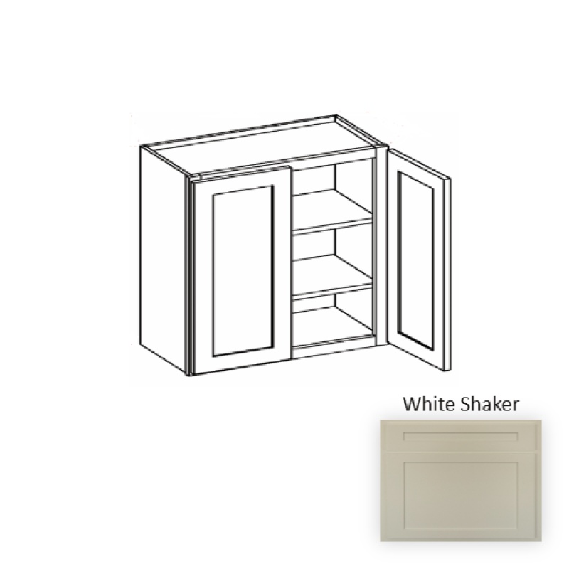 W3630 White Shaker Wood Kitchen Wall Cabinet - 36" X 30" X 12" (Assembly Required) - White Shaker