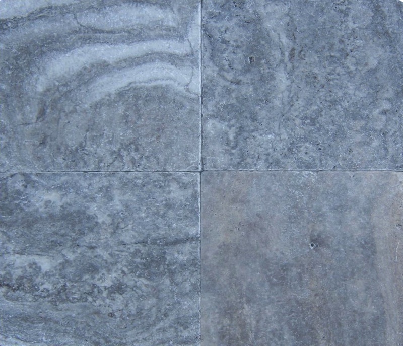 Titanium Cross Cut Travertine Tile - Tumbled