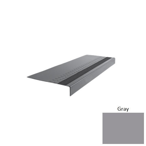 Flextones Gray Type 585 With Flush Ribbed / Smooth Insert Distinct Designs Rubber - 12" X 72" Stair Tread - Rbt Radial High Profile Design