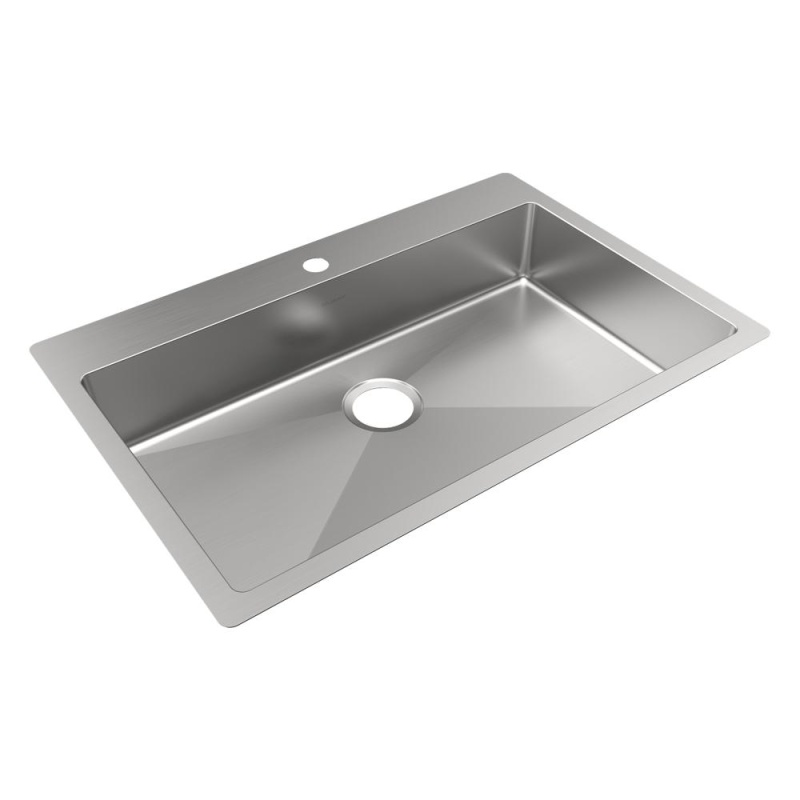 Ectsrsad3322601 Crosstown Stainless Steel Drop In Undermount Single Bowl Kitchen Sink - 33" X 22" X 6" With 1 Hole - Stainless Steel