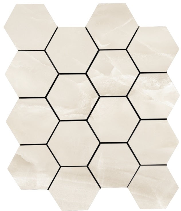 Lucca Onyx Porcelain Mosaic - 3" Hexagon