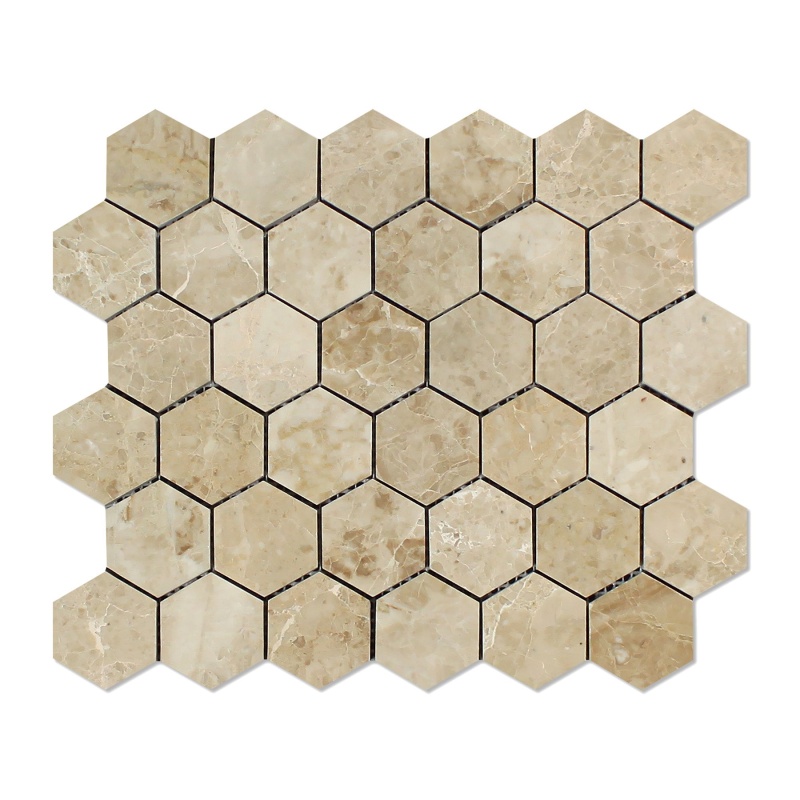 Cappuccino Marble Mosaic - 2" Hexagon - Polished