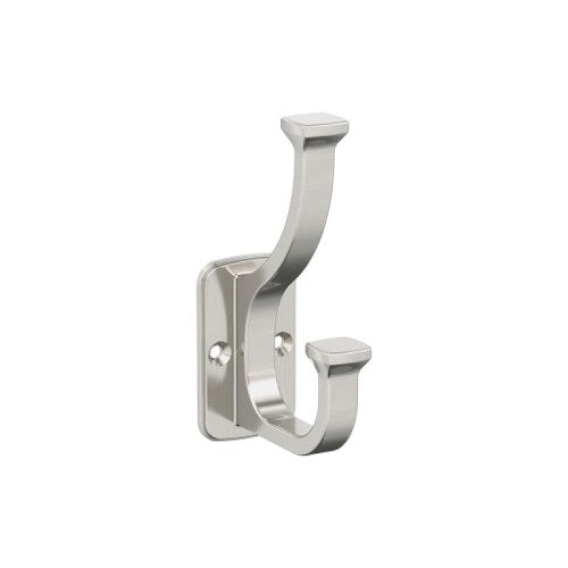 Alder Zinc Double Prong Decorative Hook - Satin Nickel - 4 1/2" (114 Mm) Length