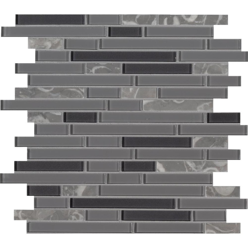 Clearance Sale! Decorative Blends Lorena Grigio Glass & Stone Mosaic - Linear - Textured