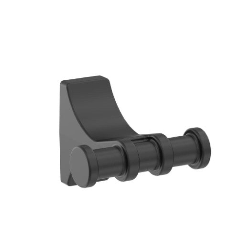 Davenport Zinc & Stainless Steel Double Prong Robe Hook - Matte Black - 2 13/16" (71 Mm) Length