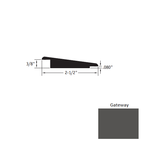 Johnsonite Gateway Vinyl Moulding / Trim - 2 1/2" X 12 Ft (144") X 3/8" - .080" Wheeled Traffic Transition - Wheeled Traffic Transition