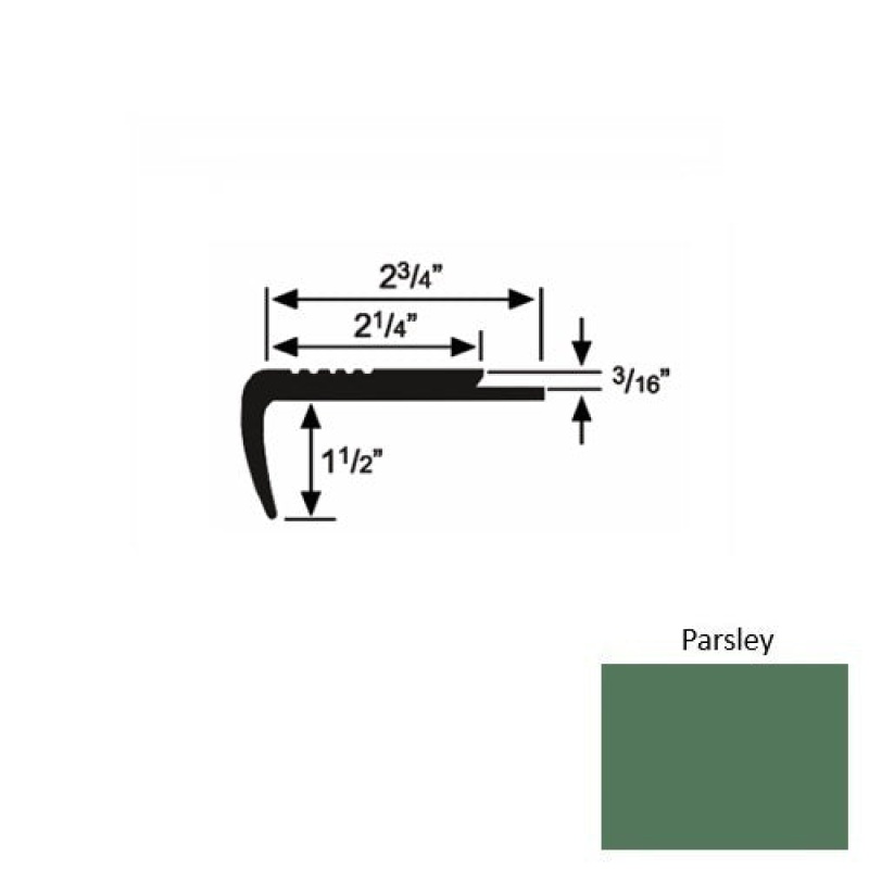 Solid 07 Parsley Rubber Underlap Carpet Stair Nosing (Sq) - 2 3/4" X 9 Ft (108")