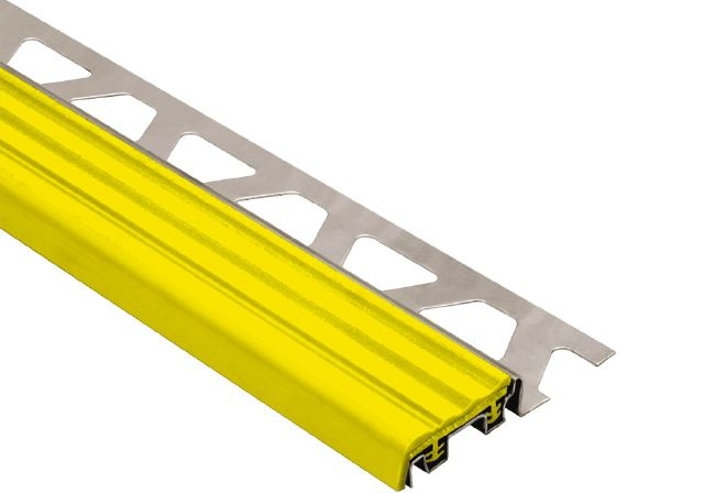 Trep Se Stair Nose Metal Tile Edging Trim - Stainless Steel With Yellow Insert