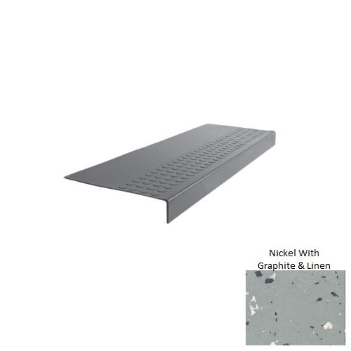 Spextones Nickel With Graphite & Linen Type 500 Distinct Designs Rubber - 12" X 72" Stair Tread - Rbt Radial High Profile Design