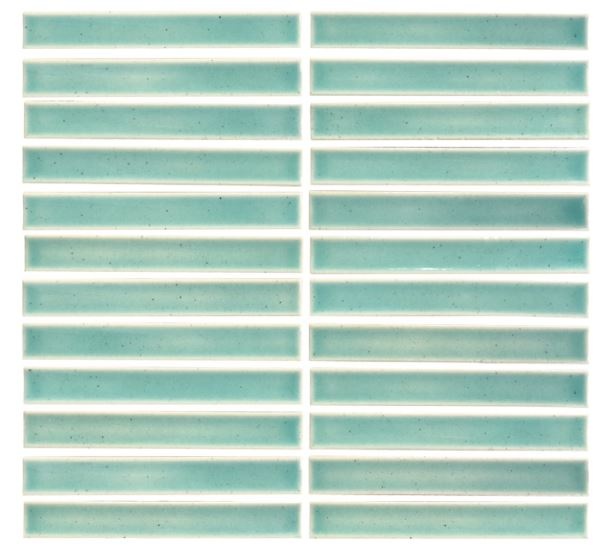 Midmod Celeste Porcelain Mosaic - 1" x 6" Bars - Glossy