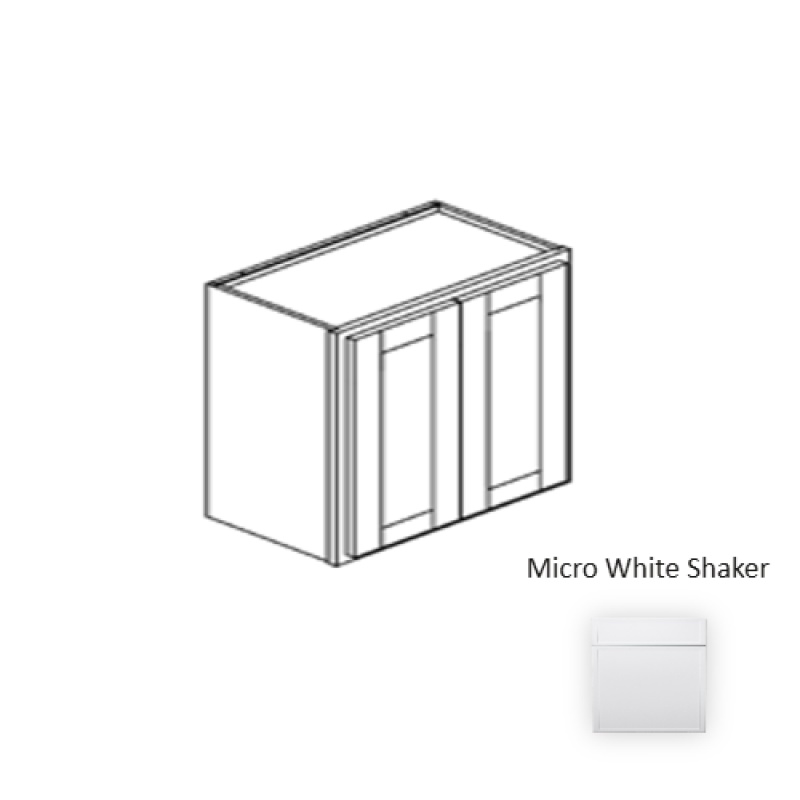 Mws.W2430 Framed Shaker Premium Micro White Shaker Natural Clear Coat Wood Kitchen Wall Cabinet - 24" X 30" X 12" - Natural Clear Coat