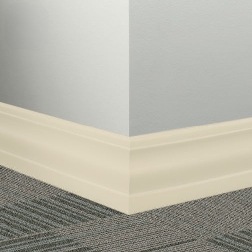 Johnsonite Bone White Rubber Millwork Contoured Wall Base - 4 1/4" X 96" X 3/8" Delinate - Millwork Contoured Wall Base