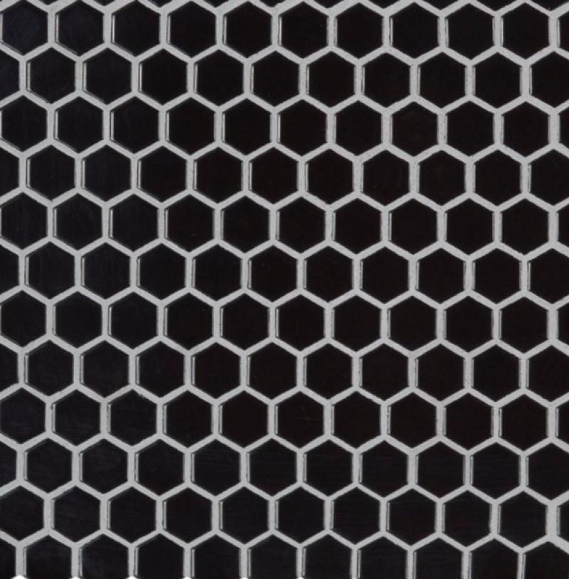 Domino Retro Nero Porcelain Mosaic - 1" Hexagon - Glossy