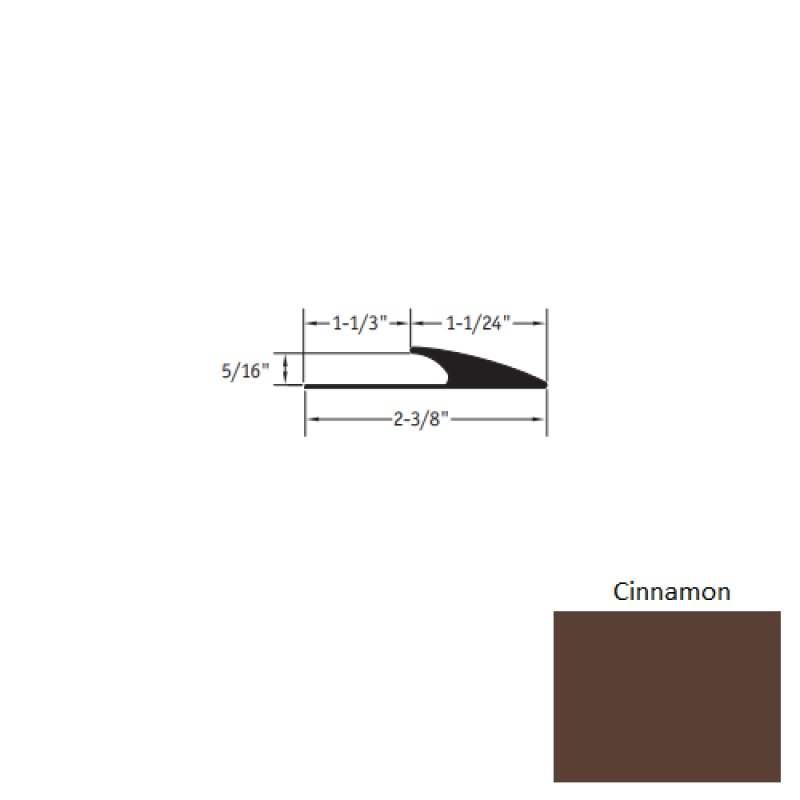 Johnsonite Cinnamon Vinyl Moulding / Trim - 1 1/24" X 12 Ft (144") X 5/16" Edge Guard - Edge Guard