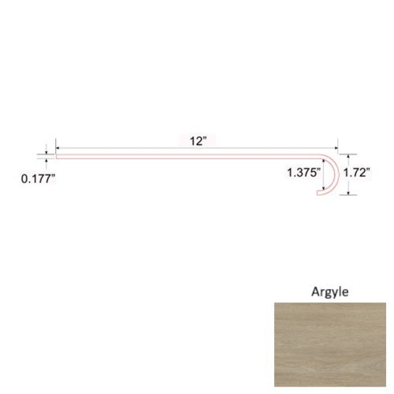 Crystal Argyle Luxury Vinyl Moulding / Trim - 47" Round Stair Tread - Mineral Enhanced Uv Coating