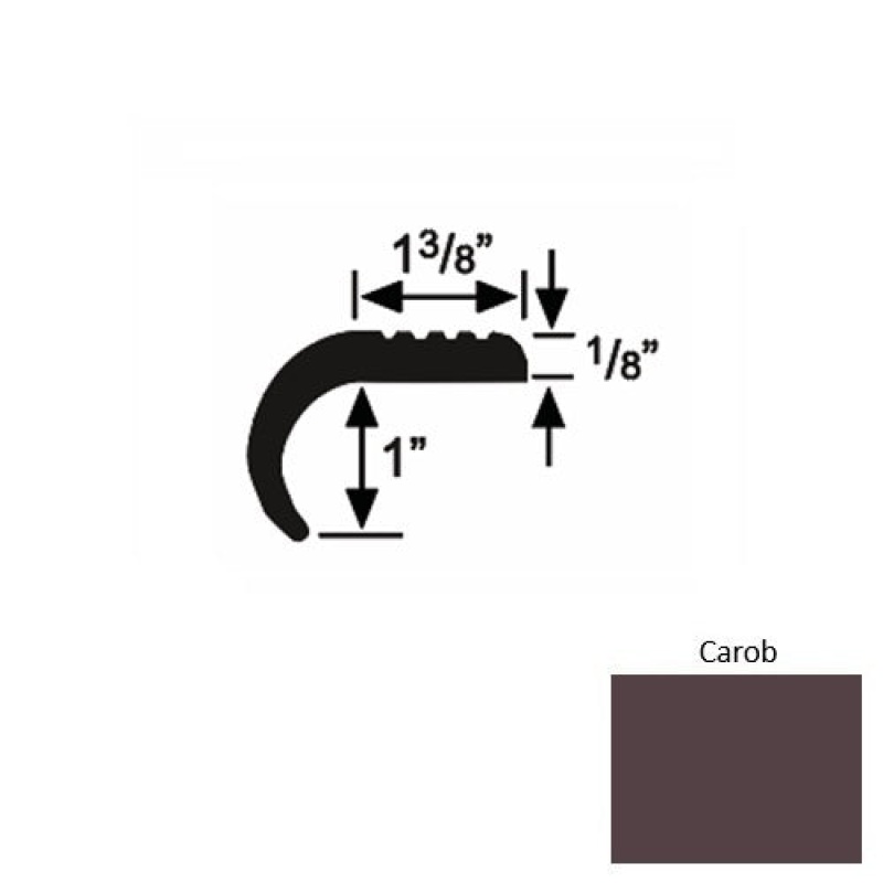 Solid 06 Carob Rubber Domestic Stair Nosing (Rd) - 1 3/8" X 9 Ft (108")