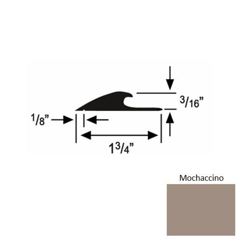 Solid 42 Mochaccino Rubber Custom Carpet Edging - 1 3/4" X 9 Ft (108") X 3/16"