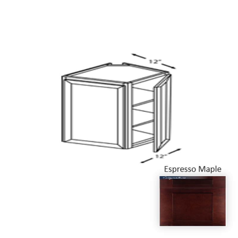 Ess.Wec1242 Framed Shaker Classic Espresso Maple Natural Clear Coat Wood Kitchen Wall Cabinet - 12" X 42" X 12" - Natural Clear Coat