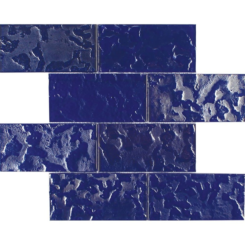 Aquatica Lightwaves Cobalt Glass Mosaic – 3" x 6" Brick, Textured